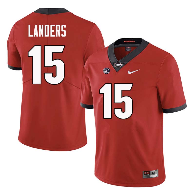 Men Georgia Bulldogs #15 Matt Landers College Football Jerseys Sale-Red - Click Image to Close